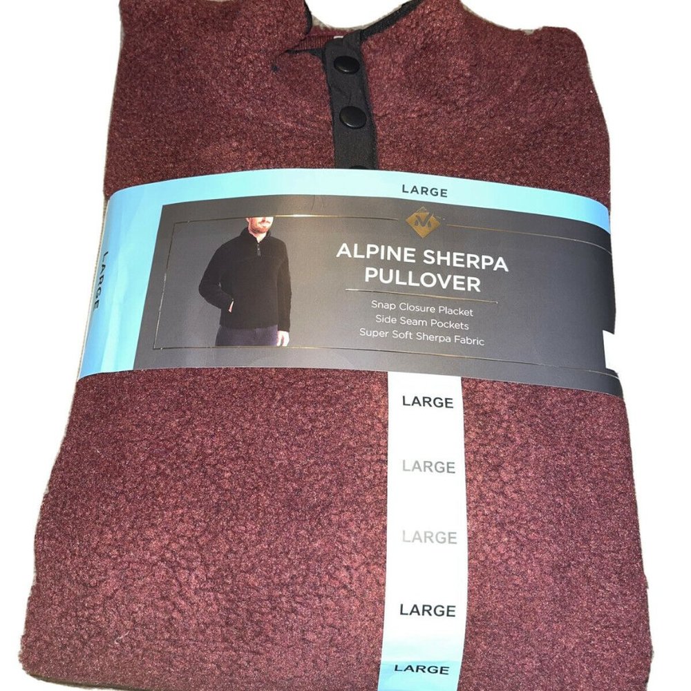 !!NEW!! Men's Burgundy MEMBERS MARK Alpine Sherpa Pullover Small